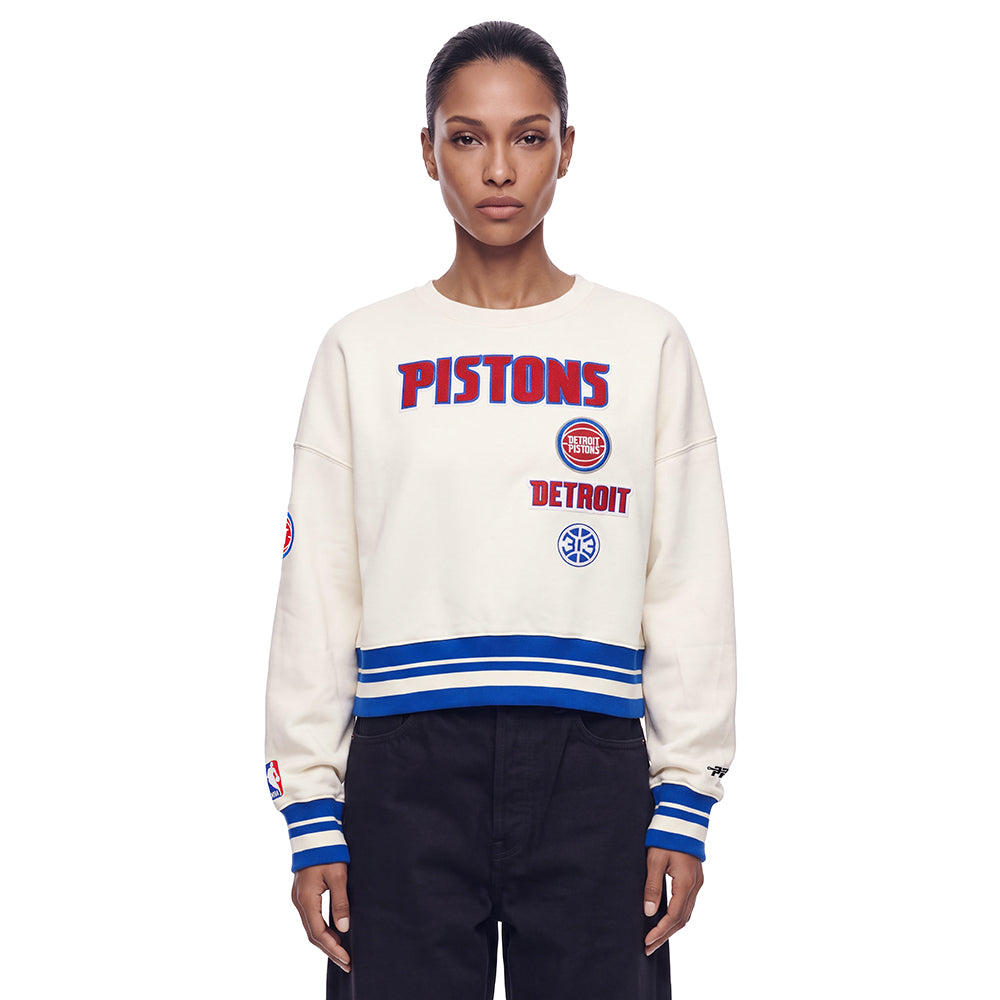 NBA DETROIT PISTONS RETRO CLASSICS WOMEN'S SWEATSHIRT (EGGSHELL/ROYAL BLUE)