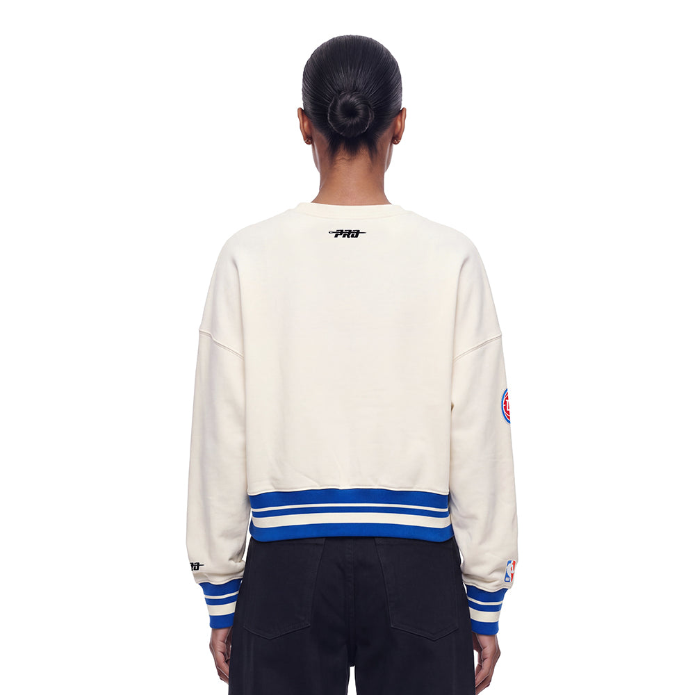 NBA DETROIT PISTONS RETRO CLASSICS WOMEN'S SWEATSHIRT (EGGSHELL/ROYAL BLUE)