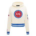 NBA DETROIT PISTONS RETRO CLASSICS CHANDAIL À CAPUCHON COURT POUR FEMME (COQUILLE D'ŒUF/BLEU ROYAL)