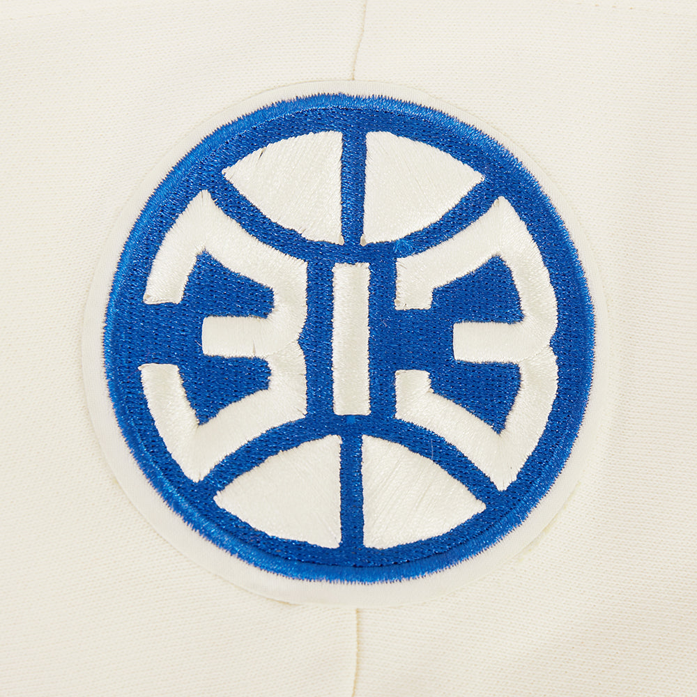 NBA DETROIT PISTONS RETRO CLASSICS CHANDAIL À CAPUCHON COURT POUR FEMME (COQUILLE D'ŒUF/BLEU ROYAL)