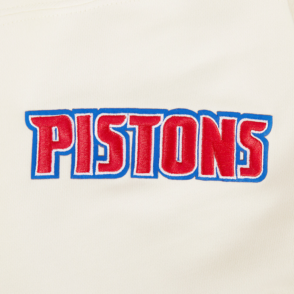 NBA DETROIT PISTONS RETRO CLASSICS CHANDAIL À CAPUCHON COURT POUR FEMME (COQUILLE D'ŒUF/BLEU ROYAL)