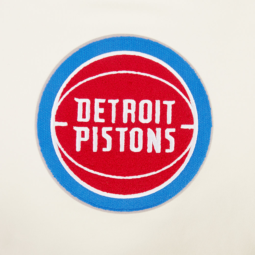NBA DETROIT PISTONS RETRO CLASSICS CHANDAIL À CAPUCHON COURT POUR FEMME (COQUILLE D'ŒUF/BLEU ROYAL)