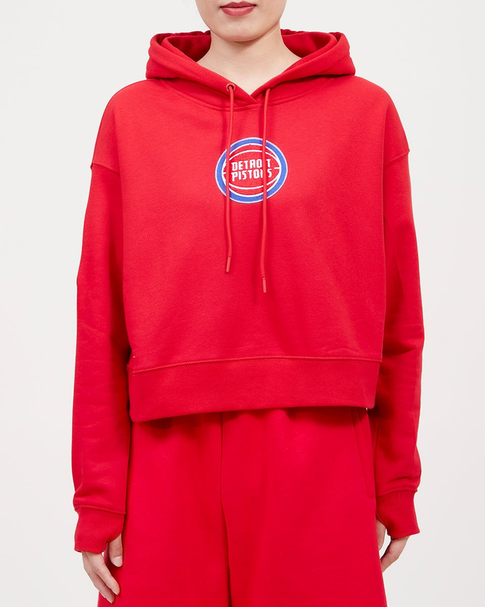NBA DETROIT PISTONS CLASSIC WOMEN'S CROPPED PO HOODIE (RED)