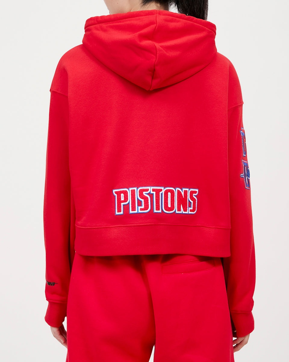 NBA DETROIT PISTONS CLASSIC WOMEN'S CROPPED PO HOODIE (RED)