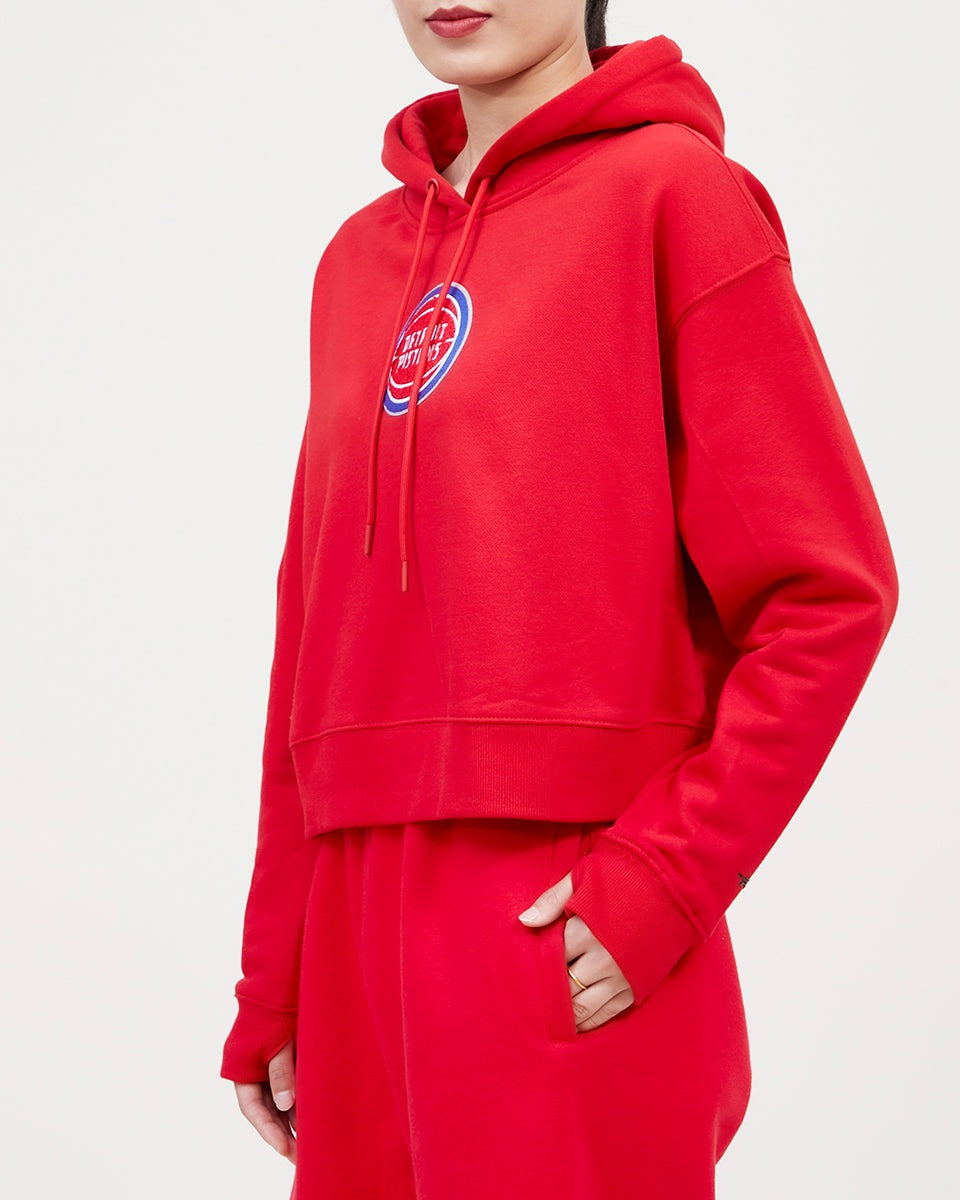 NBA DETROIT PISTONS CLASSIC WOMEN'S CROPPED PO HOODIE (RED)