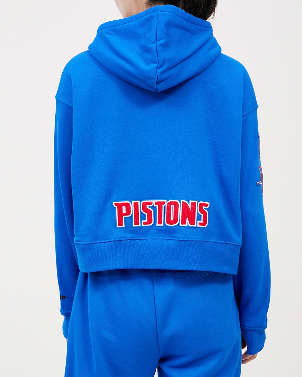 NBA DETROIT PISTONS CLASSIC WOMEN'S CROPPED PO HOODIE (ROYAL BLUE)