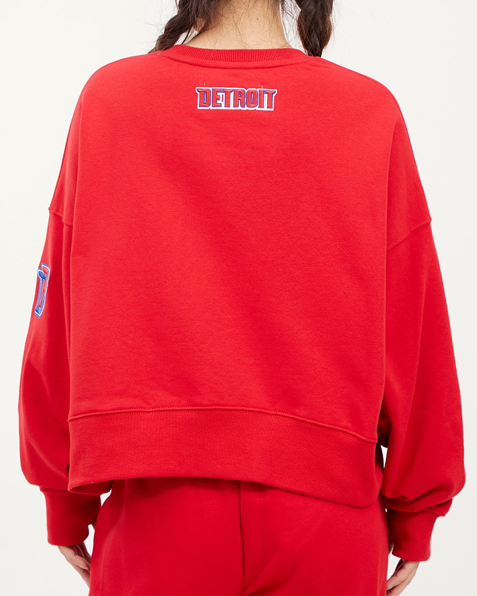 NBA DETROIT PISTONS CLASSIC WOMEN'S CREWNECK (RED)
