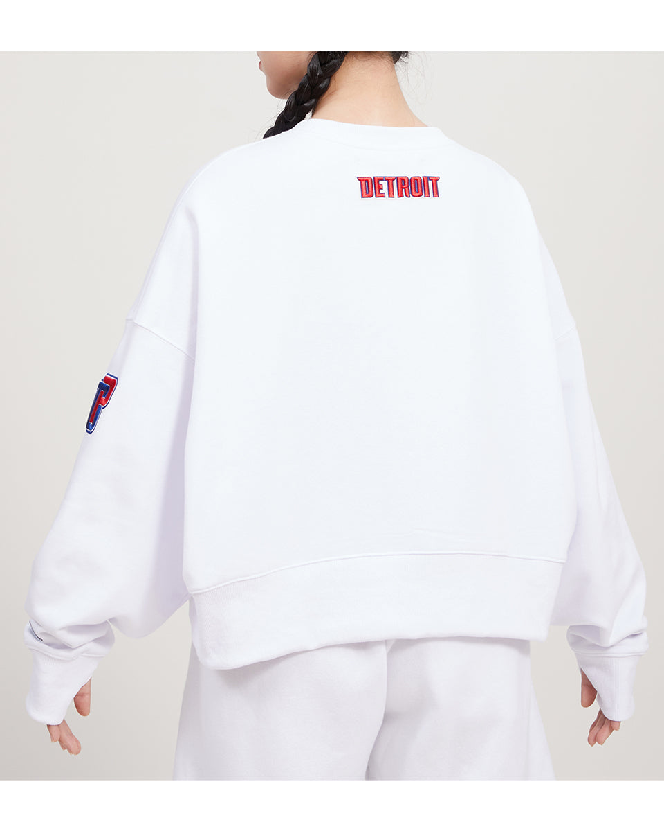 NBA DETROIT PISTONS CLASSIC WOMEN'S CREWNECK (WHITE)