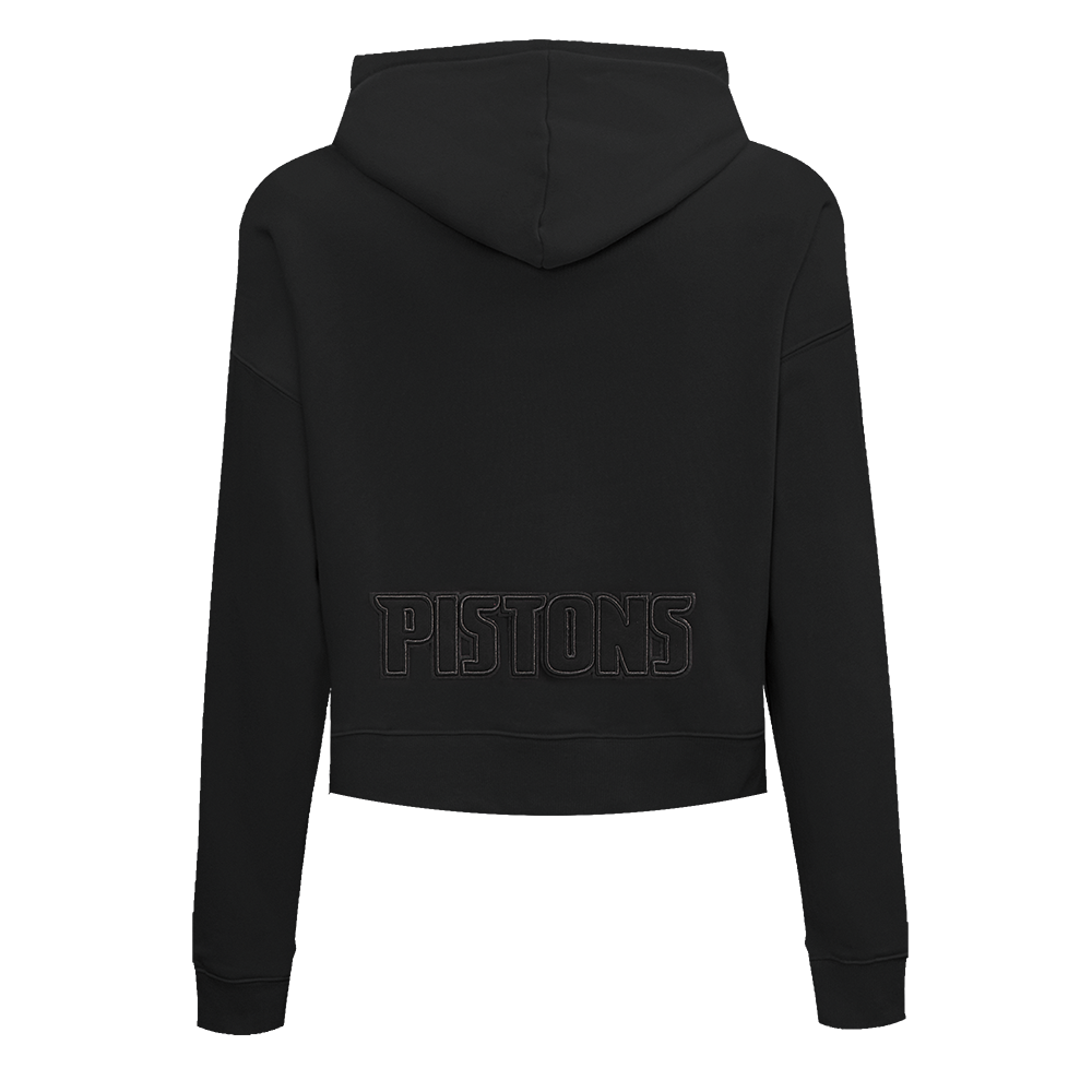 NBA DETROIT PISTONS NEUTRAL WOMEN'S CROPPED PULLOVER HOODIE (BLACK)