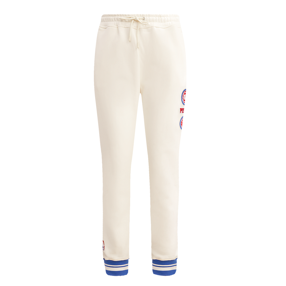 NBA DETROIT PISTONS RETRO CLASSIC WOMEN'S RIB SWEATPANT (EGGSHELL/ROYAL BLUE)