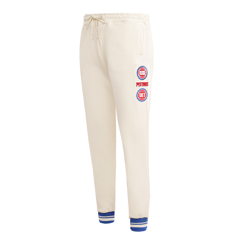 NBA DETROIT PISTONS RETRO CLASSIC WOMEN'S RIB SWEATPANT (EGGSHELL/ROYAL BLUE)