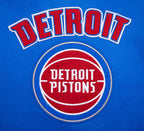NBA DETROIT PISTONS RETRO CLASSIC BLOUSON COLLÉGIAL EN LAINE À BORDS CÔTELÉS POUR FEMME (BLEU ROYAL/ROUGE)