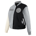 NBA DETROIT PISTONS REVERSE FRENCH TERRY WOMEN'S WOOL VARSITY JACKET (BLACK/GRAY/EGGSHELL)