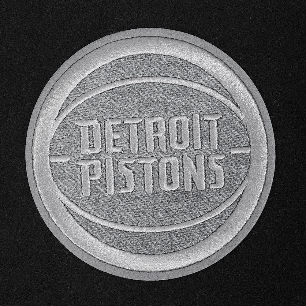 NBA DETROIT PISTONS REVERSE FRENCH TERRY WOMEN'S WOOL VARSITY JACKET (BLACK/GRAY/EGGSHELL)