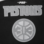 NBA DETROIT PISTONS REVERSE FRENCH TERRY WOMEN'S WOOL VARSITY JACKET (BLACK/GRAY/EGGSHELL)