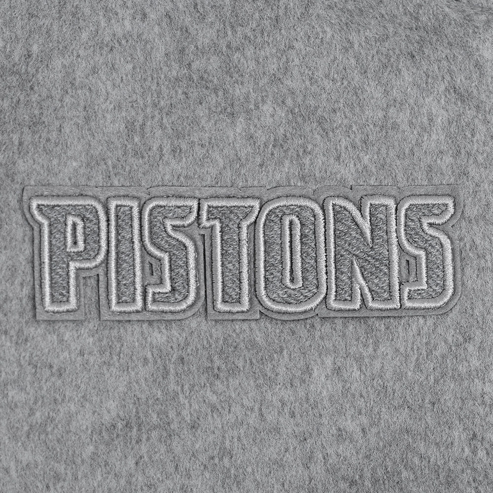 NBA DETROIT PISTONS REVERSE FRENCH TERRY WOMEN'S WOOL VARSITY JACKET (BLACK/GRAY/EGGSHELL)