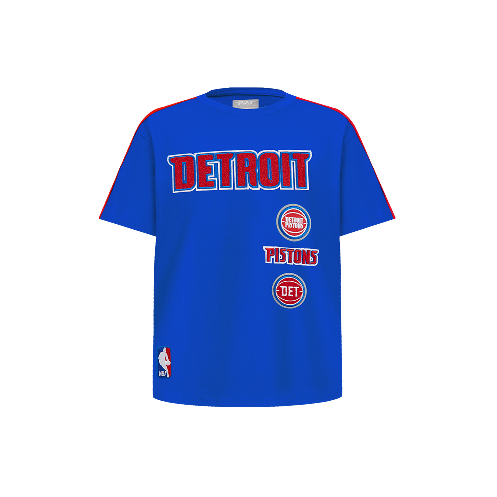 NBA DETROIT PISTONS RETRO CLASSIC LITTLE BOY'S SHORT SLEEVE TAPING TEE (ROYAL BLUE/RED)