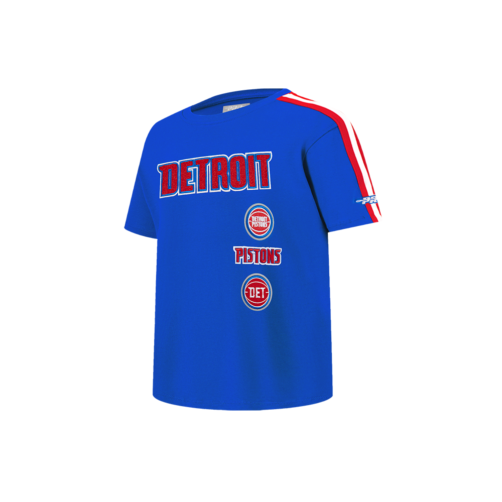 NBA DETROIT PISTONS RETRO CLASSIC LITTLE BOY'S SHORT SLEEVE TAPING TEE (ROYAL BLUE/RED)