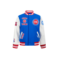 NBA DETROIT PISTONS RETRO CLASSIC BLOUSON COLLÉGIAL EN LAINE À BORDS CÔTELÉS POUR GARÇON ENFANT (BLEU ROYAL/ROUGE)