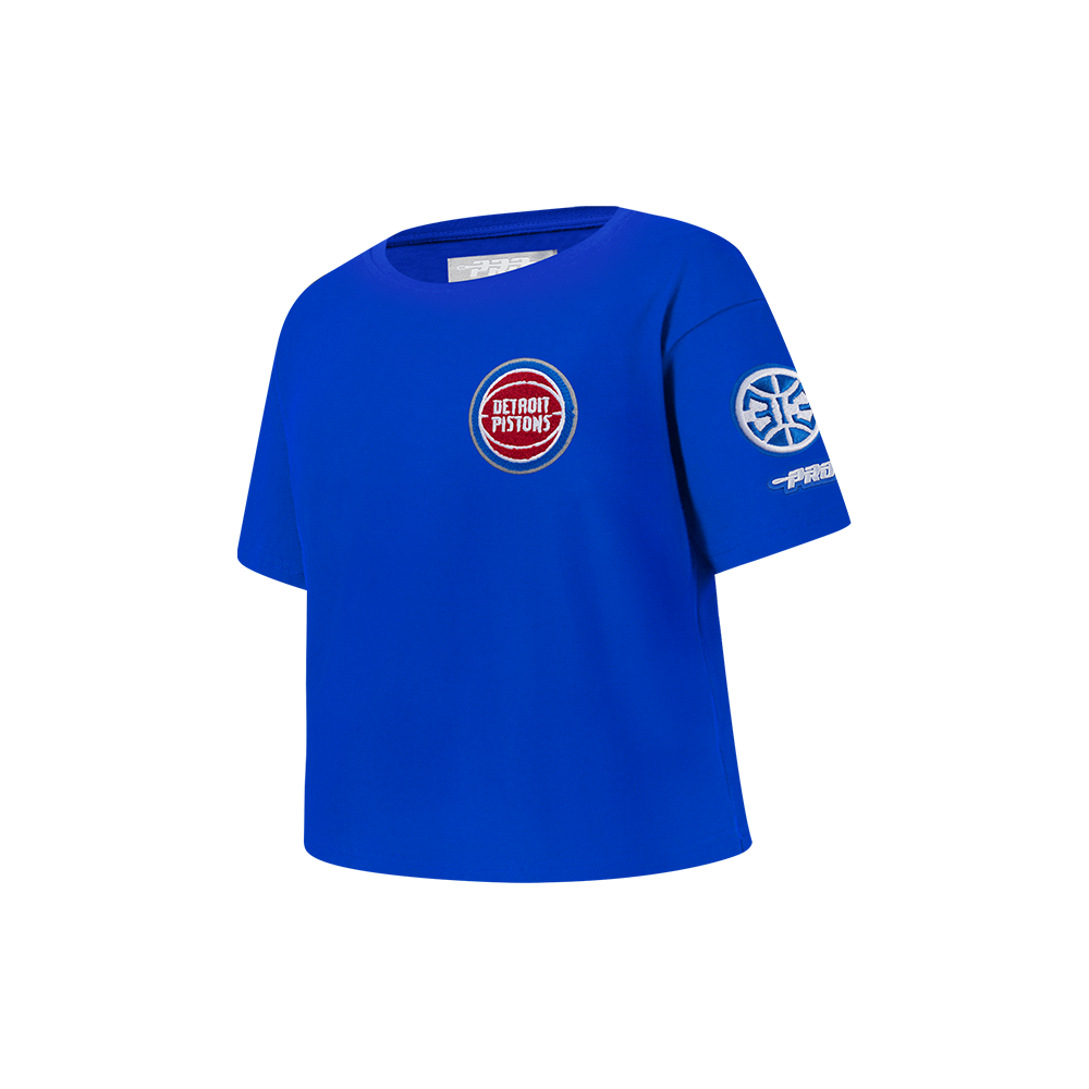 NBA DETROIT PISTONS CLASSIC LITTLE GIRLS SHORT SLEEVE BOXY TEE (ROYAL BLUE)