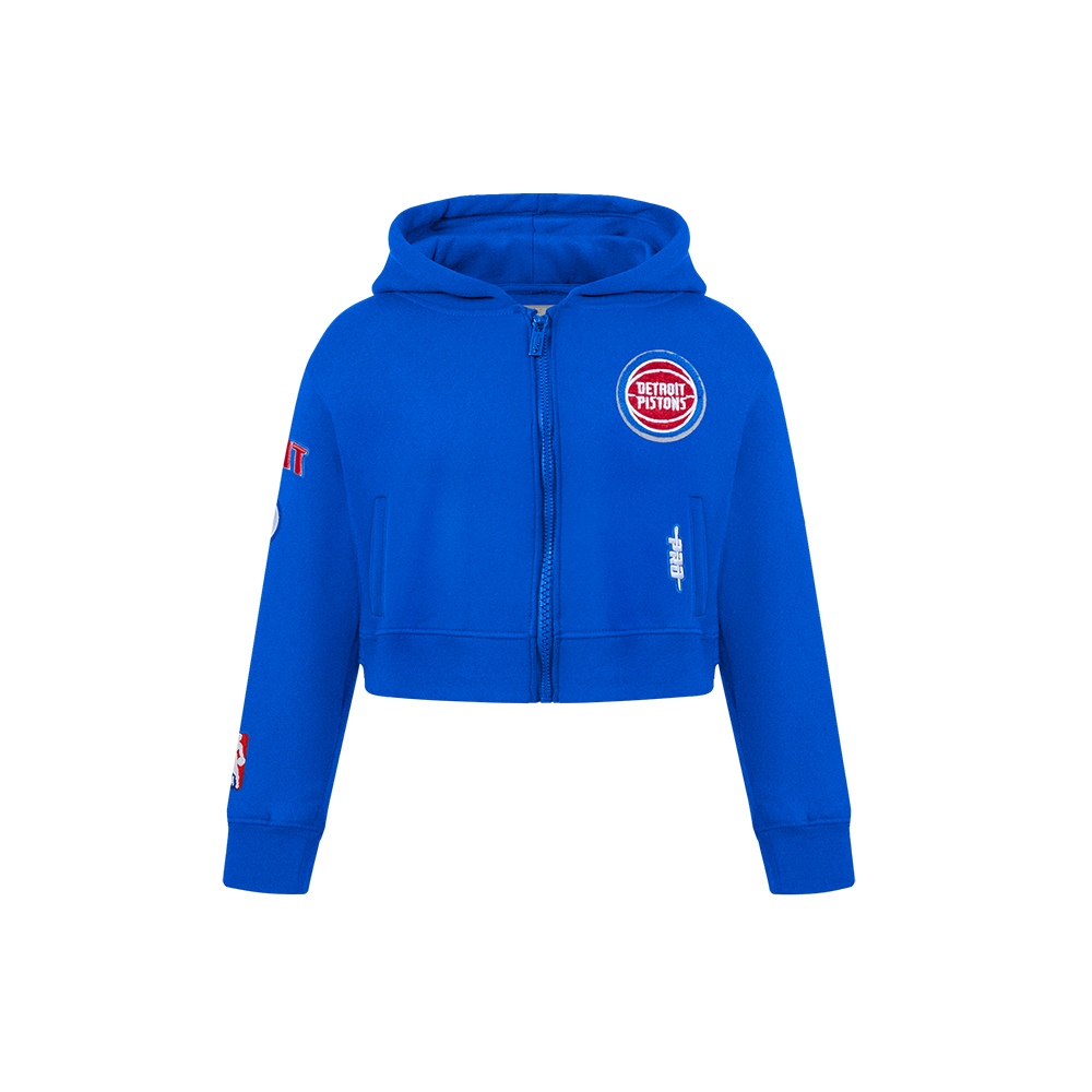 NBA DETROIT PISTONS CLASSIC LITTLE GIRL'S FLEECE FULL ZIP HOODIE (ROYAL BLUE)