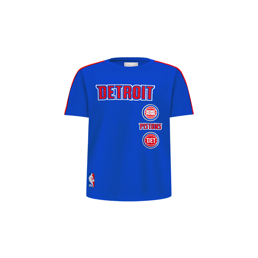 NBA DETROIT PISTONS RETRO CLASSIC TODDLER BOY'S SHORT SLEEVE TAPING TEE (ROYAL BLUE/RED)