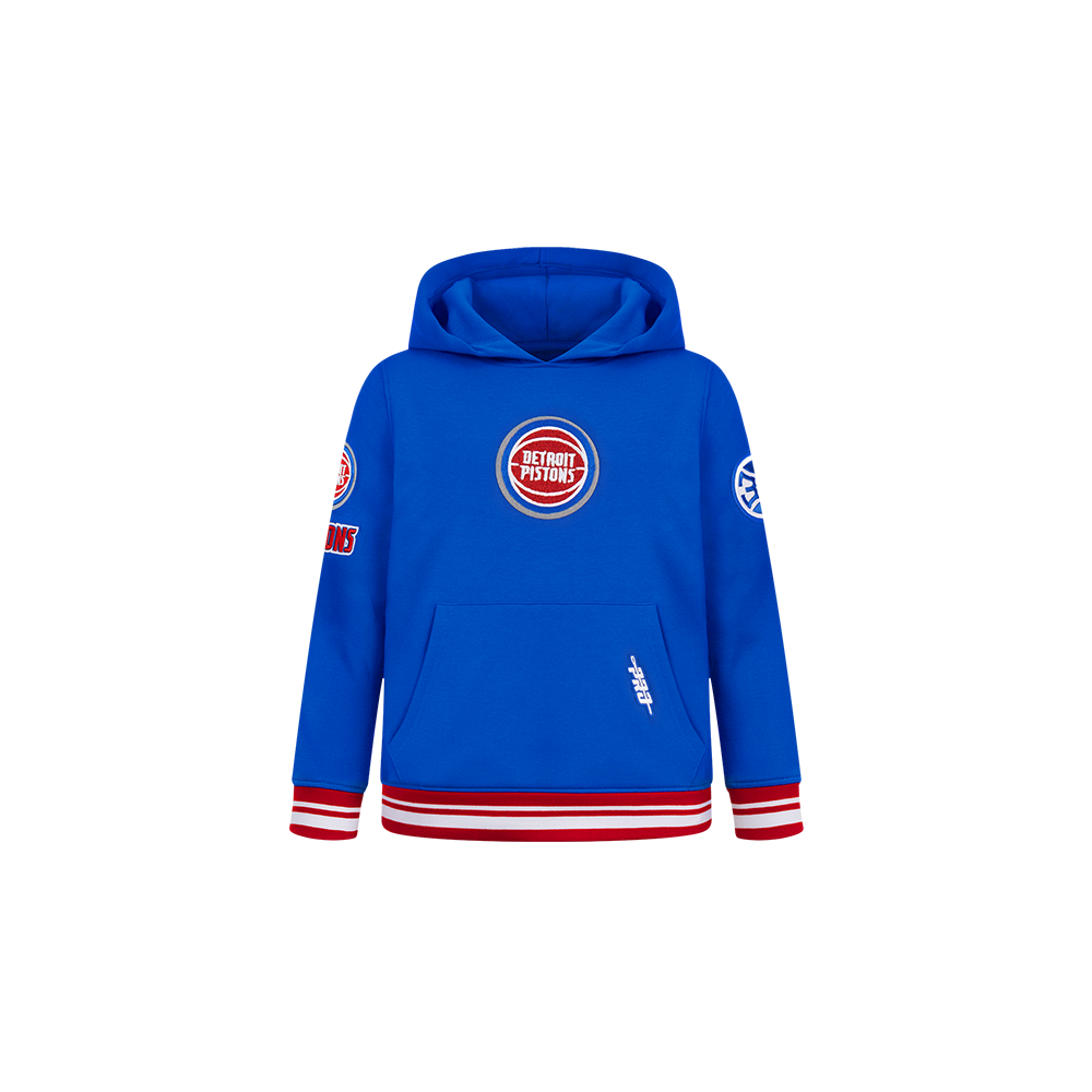 NBA DETROIT PISTONS RETRO CLASSIC TODDLER BOY'S RIB FLEECE PULLOVER HOODIE (ROYAL BLUE/RED)