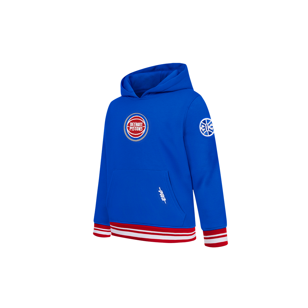 NBA DETROIT PISTONS RETRO CLASSIC TODDLER BOYS RIB FLEECE PULLOVER HOODIE (ROYAL BLUE/RED)
