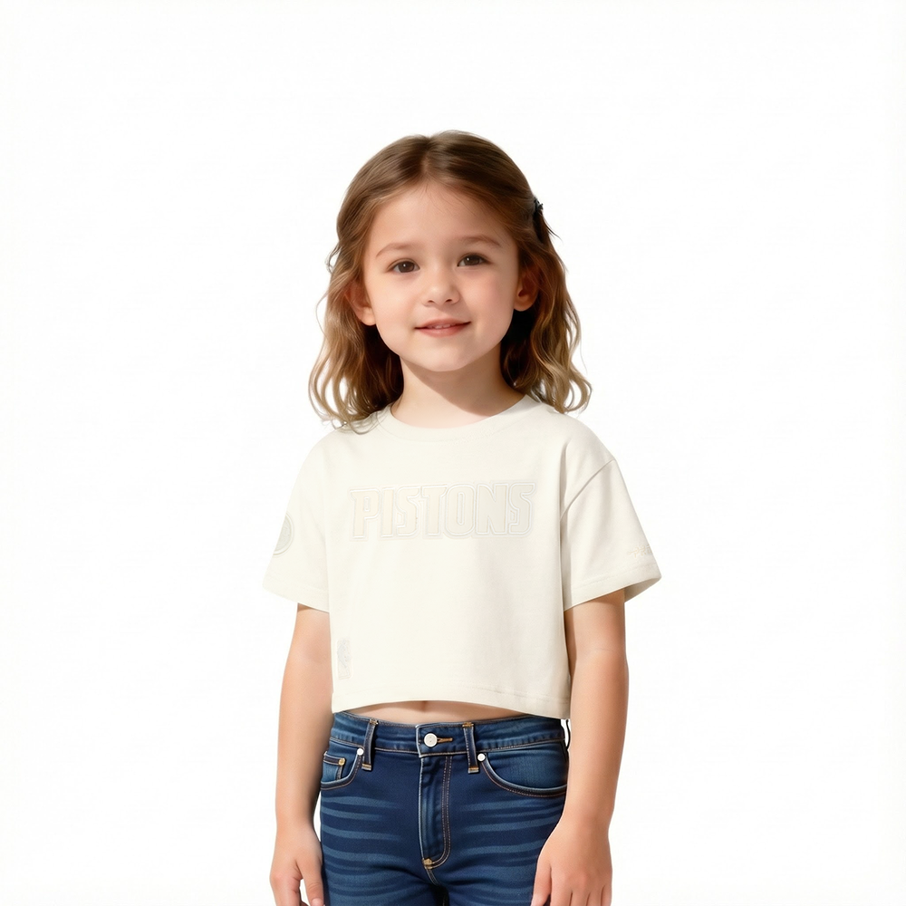NBA DETROIT PISTONS NEUTRAL T-SHIRT À COUPE CARRÉE À MANCHES COURTES POUR FILLE BAMBIN (COQUILLE D'ŒUF)