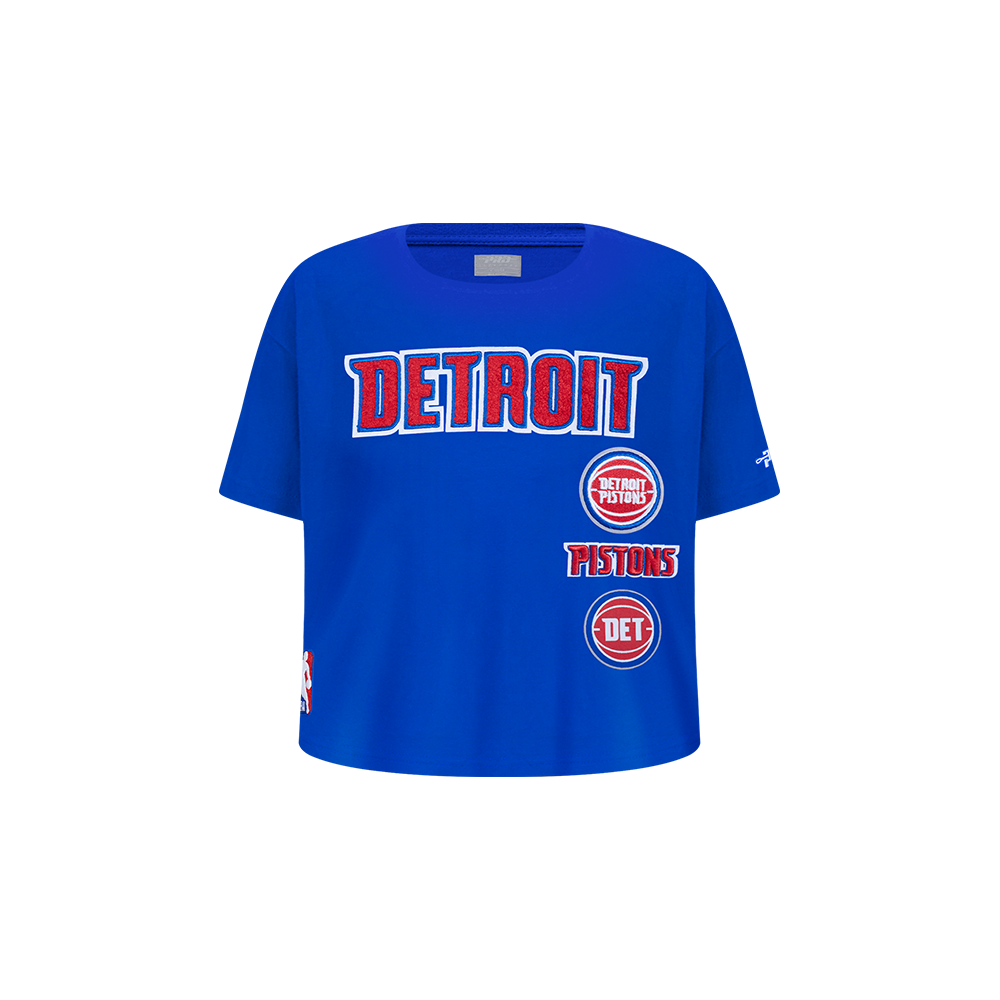 NBA DETROIT PISTONS RETRO CLASSIC TODDLER GIRL'S SHORT SLEEVE BOXY TEE (ROYAL BLUE)