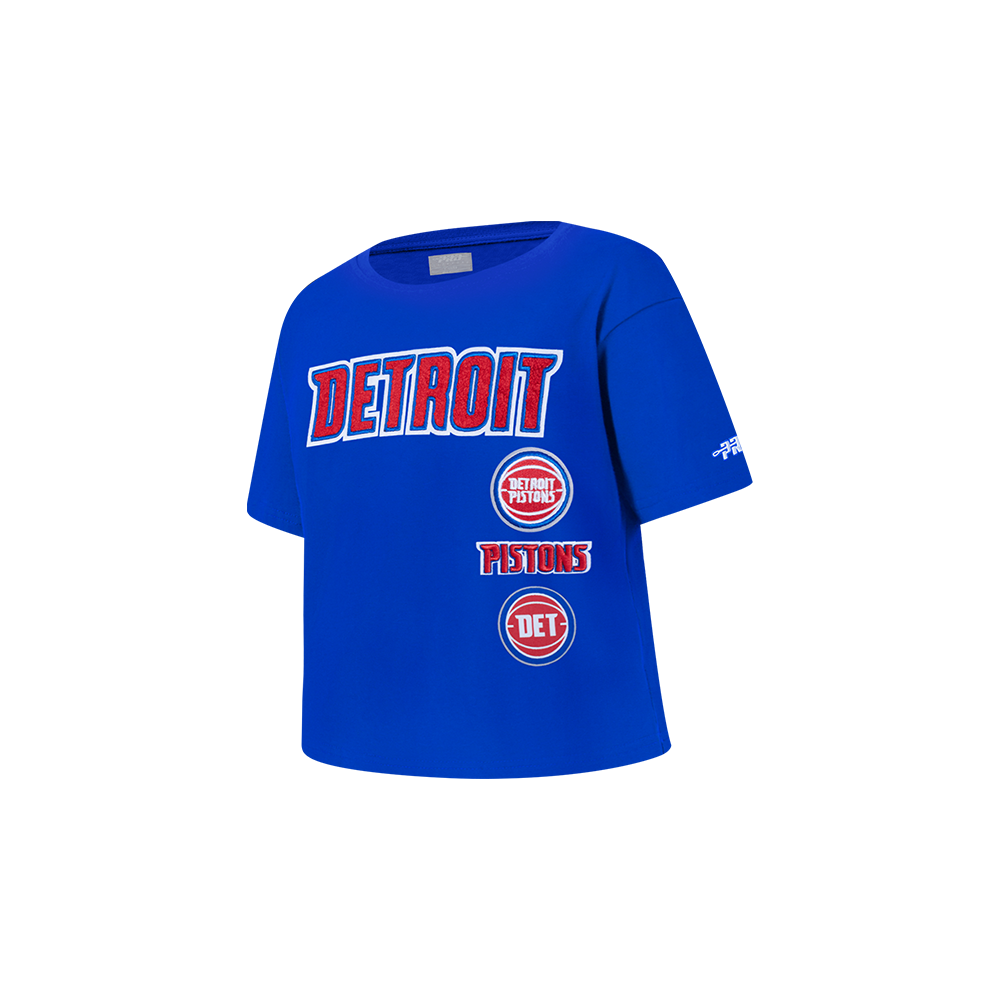 NBA DETROIT PISTONS RETRO CLASSIC TODDLER GIRL'S SHORT SLEEVE BOXY TEE (ROYAL BLUE)