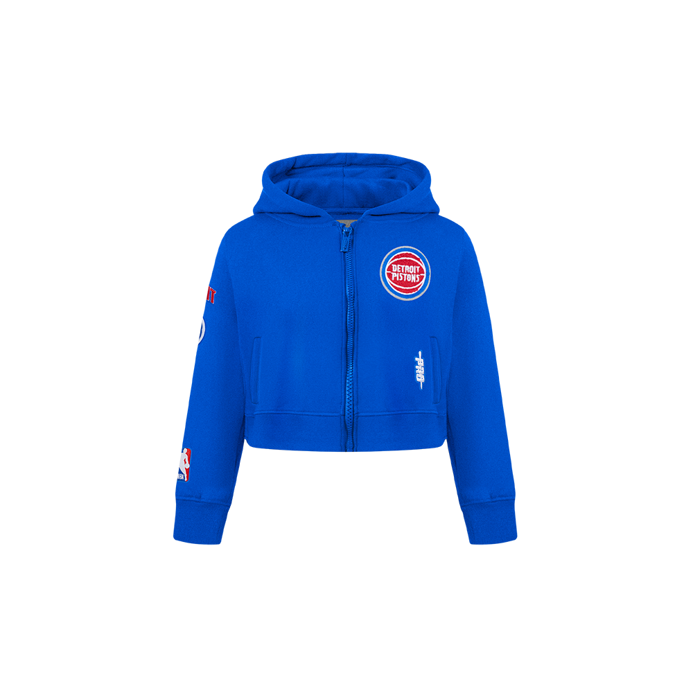 NBA DETROIT PISTONS CLASSIC TODDLER GIRL'S FLEECE FULL ZIP HOODIE (ROYAL BLUE)