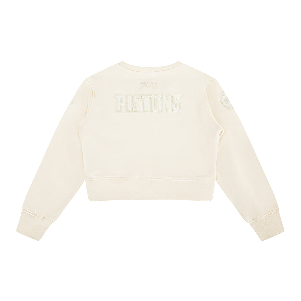 NBA DETROIT PISTONS NEUTRAL TODDLER GIRLS  FLEECE CREWNECK (EGGSHELL)