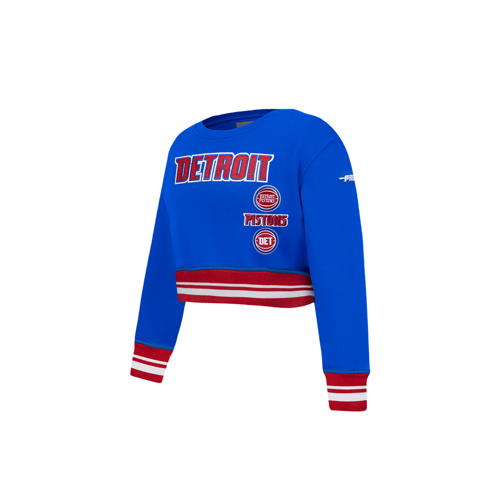 NBA DETROIT PISTONS RETRO CLASSIC TODDLER GIRL'S RIB FLEECE CREWNECK (ROYAL BLUE/RED)