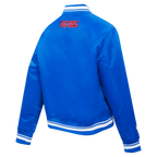 NBA DETROIT PISTONS SCRIPT TAIL WOMEN'S SATIN JACKET (ROYAL BLUE)
