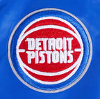NBA DETROIT PISTONS SCRIPT TAIL WOMEN'S SATIN JACKET (ROYAL BLUE)