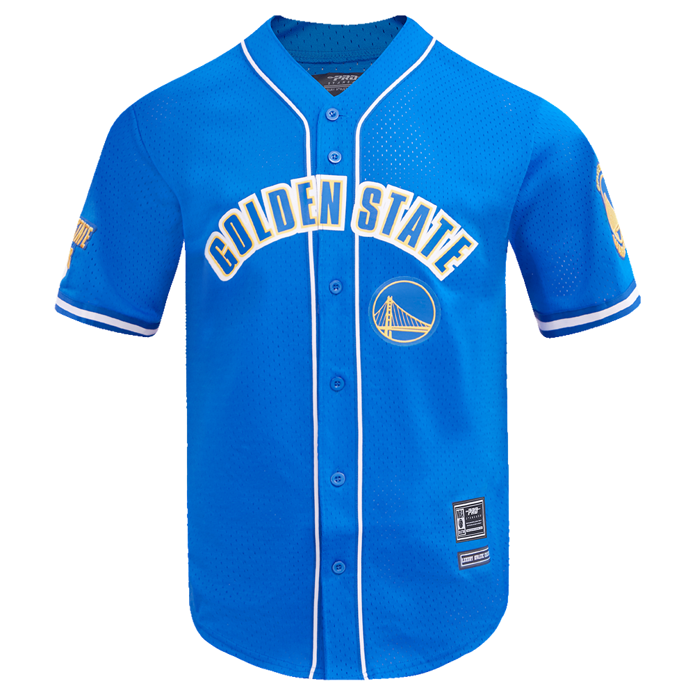 NBA GOLDEN STATE WARRIORS CLASSIC MAILLOT À BOUTONS EN FILET POUR HOMME (BLEU ROYAL)