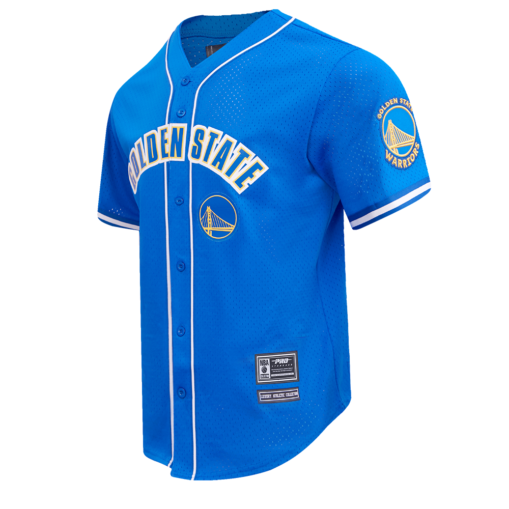 NBA GOLDEN STATE WARRIORS CLASSIC MEN'S MESH BUTTON DOWN JERSEY (ROYAL BLUE)