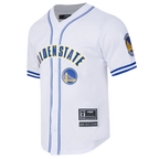 NBA GOLDEN STATE WARRIORS CLASSIC MEN'S MESH BUTTON DOWN JERSEY (WHITE/ROYAL BLUE)