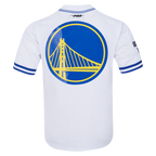NBA GOLDEN STATE WARRIORS CLASSIC MEN'S MESH BUTTON DOWN JERSEY (WHITE/ROYAL BLUE)