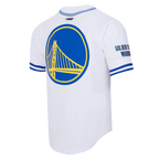 NBA GOLDEN STATE WARRIORS CLASSIC MEN'S MESH BUTTON DOWN JERSEY (WHITE/ROYAL BLUE)