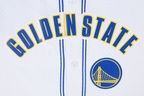 NBA GOLDEN STATE WARRIORS CLASSIC MEN'S MESH BUTTON DOWN JERSEY (WHITE/ROYAL BLUE)