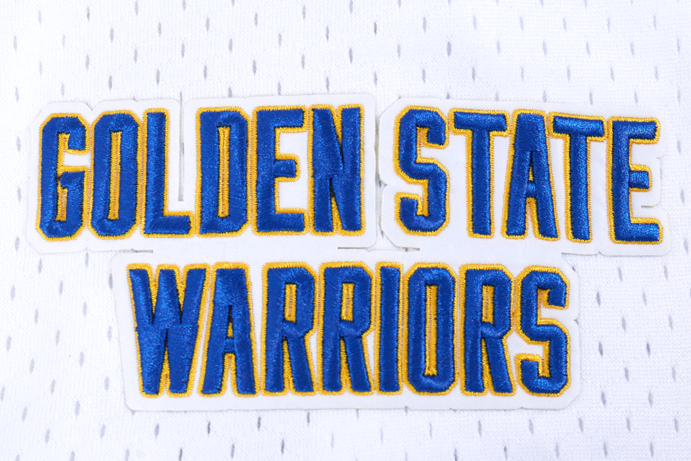 NBA GOLDEN STATE WARRIORS CLASSIC MEN'S MESH BUTTON DOWN JERSEY (WHITE/ROYAL BLUE)