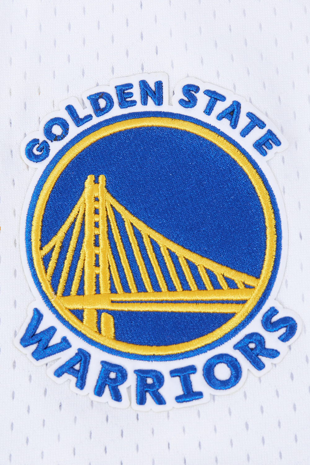 NBA GOLDEN STATE WARRIORS CLASSIC MEN'S MESH BUTTON DOWN JERSEY (WHITE/ROYAL BLUE)