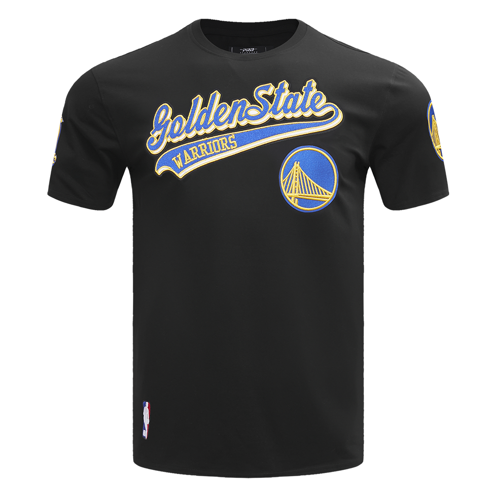 NBA GOLDEN STATE WARRIORS SCRIPT TAIL MEN'S   TEE (BLACK)