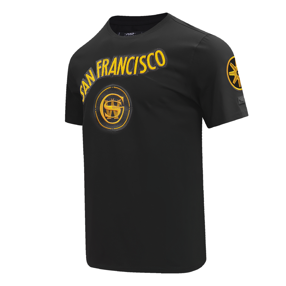 NBA GOLDEN STATE WARRIORS MEN'S CHEST BAY AREA CREST TEE (BLACK)