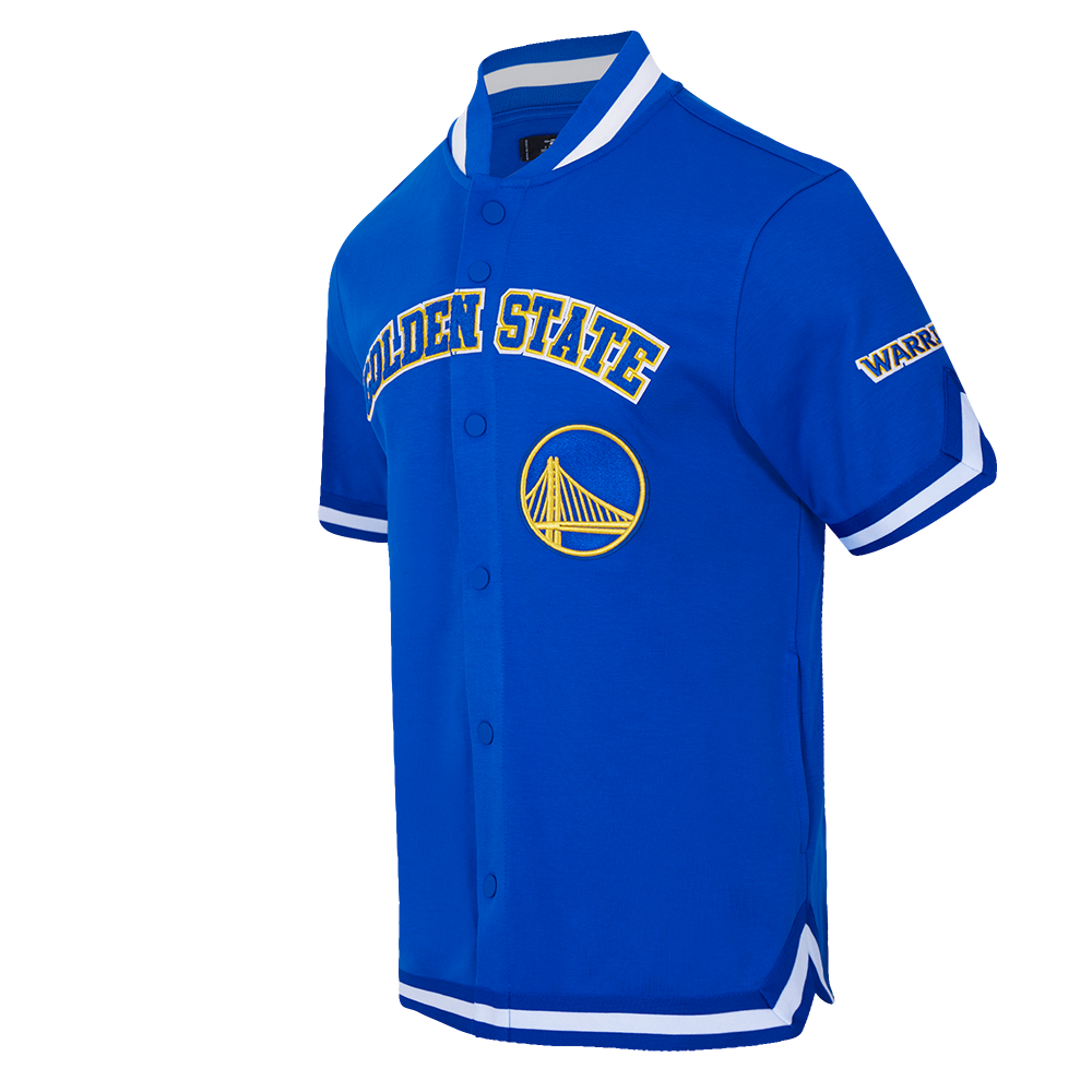 NBA GOLDEN STATE WARRIORS CLASSIC MEN'S PRO SS DOUBLE KNIT JACKET  (ROYAL BLUE)