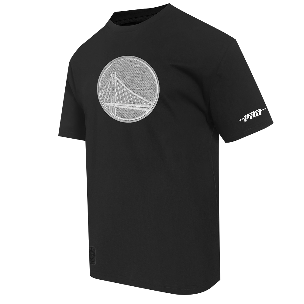 NBA GOLDEN STATE WARRIORS REVERSE FRENCH TERRY MEN'S COTTON JERSEY DROP SHOULDER TEE (BLACK)