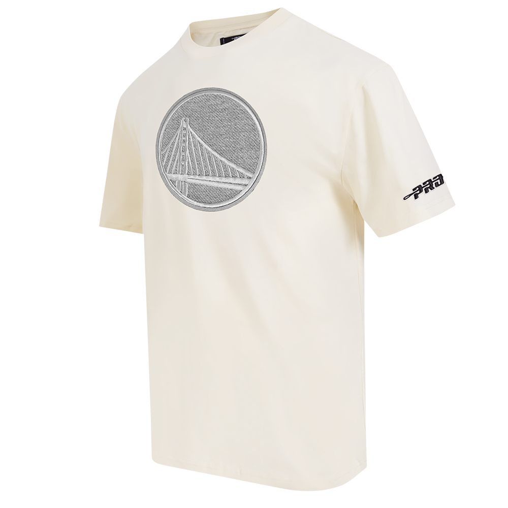 NBA GOLDEN STATE WARRIORS REVERSE FRENCH TERRY MEN'S COTTON JERSEY DROP SHOULDER TEE (EGGSHELL)