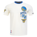 NBA GOLDEN STATE WARRIORS RETRO CASCADE T-SHIRT À BORDURES CONTRASTANTES POUR HOMME (COQUILLE D'ŒUF/BLEU ROYAL)